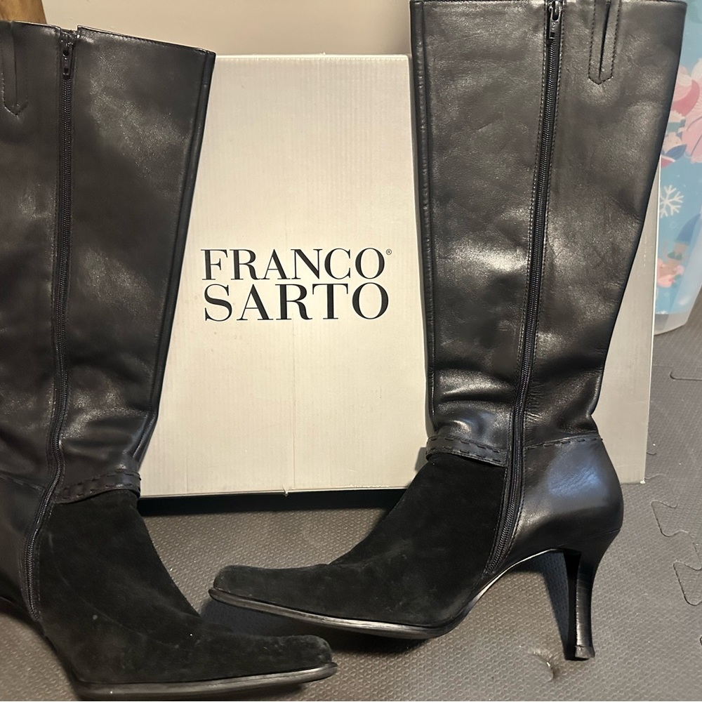Franco Sarto Black Heeled Boots for Women